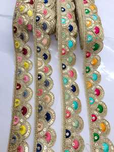 Jacquard Ribbon <b>Tulle</b> Net Trimming Custom Embroidery Braided Lace Trim Flower Pattern Polyester/Metallic/Sequins for Bags - Product Image 5