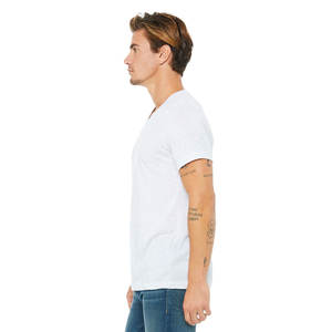 Camiseta de verano de algodón puro con cuello en V para hombre, camiseta de manga corta con logotipo personalizado, camiseta de Color sólido a la moda - Product Image 6