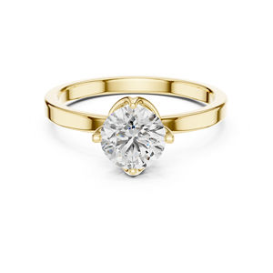 Bague solitaire en or jaune 14 carats avec diamant rond de laboratoire |   Bague en diamant pour tous les jours |   Nouveau diamant cultivé - Product Image 1