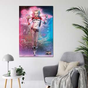 Modern Style Suicide Squad <b>Poster</b> Standing Harley Quinn Black <b>Frame</b> Paper Material for Wall Decor - Product Image 2