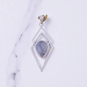 <b>Top</b> Quality Natural Blue Fire Labradorite With <b>Rainbow</b> Moonstone Gemstone Sterling Silver Fine Pendants - Product Image 3