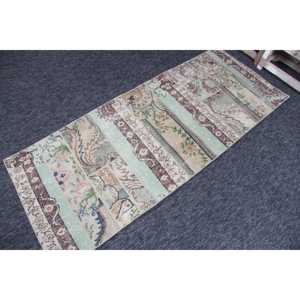 Tapis de 2,7 x 6,9 pieds, petit tapis vintage, tapis patchwork vert - Product Image 2