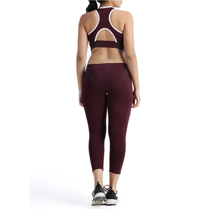 Conjunto de Yoga de 2 Piezas para Mujer, de Alta Calidad, Sin Costuras, Antibacteriano, Diseño Sólido, Spandex/Nailon, Ropa Deportiva para Gimnasio, Cintura Elástica - Product Image 3