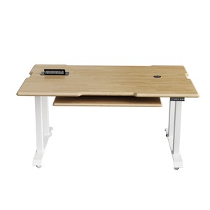 Escritorio Moderno Minimalista con Superficie de Madera y Marco Blanco, Altura Ajustable, Muebles de Oficina para el Hogar y la Sala de Estar - Product Image 2