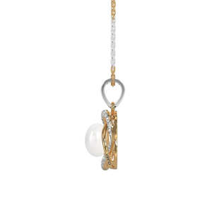 NOVAMART Fine Real Pearl Knot Pendant <b>Necklace</b> <b>Chain</b> 925 Sterling Silver White Gold Rhodium Plated Featuring for Swiss Zirconia - Product Image 3
