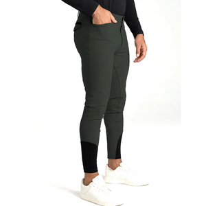 Pantalones de Montar para Hombre, Color Azul Marino, Corte Slim Fit, con Agarre Completo en el Asiento, Cierre de Botones, Cintura Media, Color Sólido, Ropa Ecuestre - Product Image 3