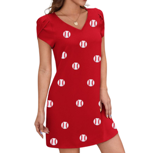 ชุดเดรสแฟชั่นกีฬาสำหรับผู้หญิง คอวีทรงหลวม ตกแต่งเลื่อมปักลายเบสบอล แบบลำลองสำหรับวันแข่งขัน ตัดเย็บด้วยมือ รับผลิตตามแบบ OEM - Product Image 3