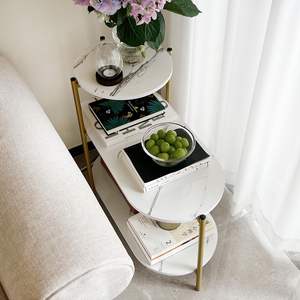 Table d'appoint en bois à 3 niveaux avec finition marbre et structure métallique - Product Image 3