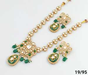 Flor de lujo india elegante Kundan gota y piedra tono dorado tradicional Kundan perla gargantilla collar pendientes conjunto mujeres y niñas - Product Image 2