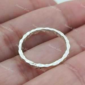 925 Sterling Hammered <b>Silver</b> <b>Ring</b> Dainty Simple Platinum Stackable <b>Ring</b> 2.0 mm Hammered <b>Stacking</b> Jewelry - Product Image 6