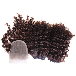 Haute qualité 100% vierge perruque de cheveux humains bouclés vague profonde dentelle fermeture frontale attachée à la main Style droit Transparent dentelle vierge - Product Image 4