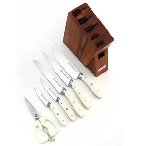 Toptan NSF paslanmaz çelik bıçaklar Set gümüş perçin ayna parlatma kasap ve kolu perçin bıçaklar beyaz kol mutfak seti - Product Image 3