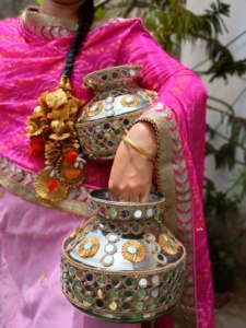 Ghadoli décoratif en acier inoxydable pour les mariages indiens Baby Showers Cérémonies Punjabi Jaggo Guirlandes de mariage Matki Couronnes - Product Image 3