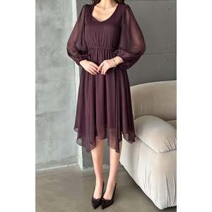 Robe asymétrique chatoyante prune - Prune - Product Image 4