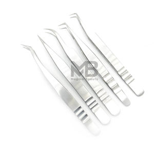 Juego especial de 5 pinzas para extensión de pestañas con acabado opaco, agarre perfecto de acero inoxidable japonés con nombre de marca personalizado - Product Image 3