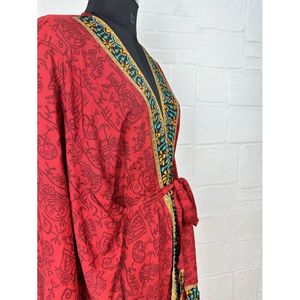 Vintage Silk Riya Short Kimono Lightweight Boho <b>Robe</b> Perfect <b>Beach</b> Coverup for Her Recyclable Swimsuit Accessory Soft Breathable - Product Image 5