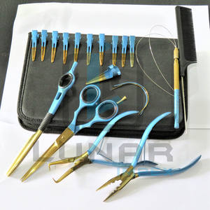 Kit de herramientas y accesorios para el cuidado del salón para extensiones de cabello en plasma dorado y color de revestimiento azul y etiquetado de marca personalizado - Product Image 3