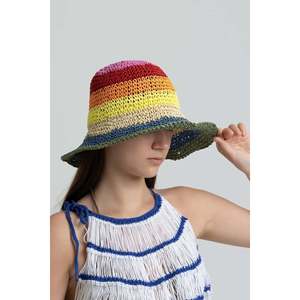 Sombrero de Paja Tejido a Mano con Degradado Verde Hsr2066 - VERDE - Product Image 3