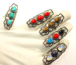 Bijoux fantaisie Bagues en laiton plaqué or rose avec pierres précieuses semi-précieuses - Product Image 6