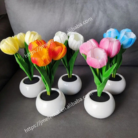 Lampu Pot bunga Tulip LED, lentera malam simulasi suasana