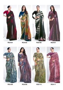 Hermoso Sari de seda satinada de primera calidad con piedra de mano y bordado perfecto para todas las ocasiones - Product Image 6