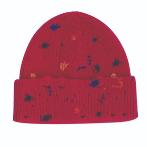 Gorro de punto Y2K de invierno de alta calidad con diseño exquisito de pintura de salpicaduras desgastadas, gorro Unisex con logotipo acrílico Premium - Product Image 3