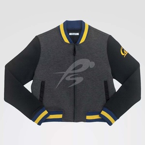 Veste bomber universitaire en chenille avec logo PIHA SPORTS, design premium, bleu marine, pour homme, hiver, épaisse - Product Image 3