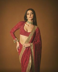 Indien Bollywood élégant Saree Kriti Sanon Ananya Pandey fantaisie Georgette tissu broderie élégante fête de mariage à la mode - Product Image 5