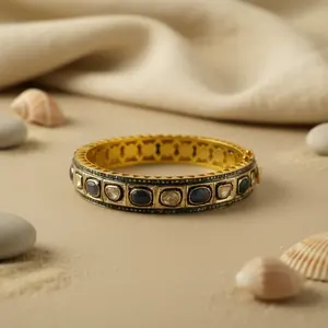Brazalete de Moda con Baño de Oro y Piedras Preciosas para Mujer, Elegante Joyería - Product Image 2