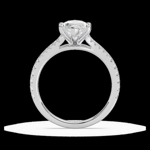 Anillo de Compromiso con Diamante Cultivado en Laboratorio, Corte Marquesa, 2.25 CTW, Banda con Pavé, Certificado IGI, Oro Sólido de 14K - Product Image 3