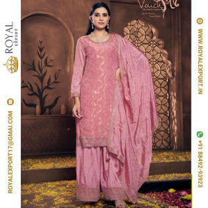 Lanzamiento de un nuevo diseño bordado viscosa Chinon Jacquard fabricante de trajes pakistaníes por Royal Export en Surat Gujarat - Product Image 5