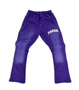 Vêtements décontractés Survêtement évasé lourd délavé à l'acide Jogging à jambe droite Ensembles de survêtements à capuche et de pantalons de survêtement en détresse - Product Image 2