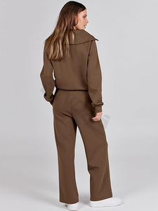 Survêtement 2 pièces personnalisé pour femme-Ensemble assorti sweat-shirt et pantalon de survêtement surdimensionné - Product Image 4