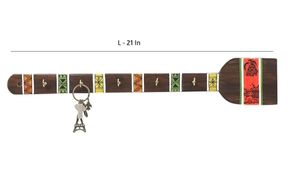 Soporte para llaves de madera de teca con espátula Horizontal con cinco ganchos soporte de correo montado para organizador de correo de madera decorativo de pared del hogar - Product Image 4