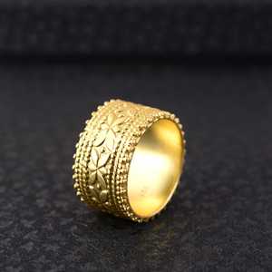 New Arrival Boho Flower Band <b>Ring</b> Tribal Brass <b>Rings</b> Women 18k Gold Plated Floral Wide <b>Statement</b> Band <b>Ring</b> for Wholesale/OEM - Product Image 3