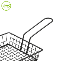 Cesta Rectangular Negra de Alambre de Hierro Resistente al Calor para Servir Pollo Frito con Asa, Venta al por Mayor
