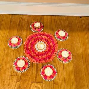 ชุด rangoli ทำด้วยมือ, ของตกแต่งบ้านตามเทศกาล, ของขวัญขึ้นบ้านใหม่, ของขวัญแต่งงาน, เสื่อดอกไม้, ของตกแต่งงานเลี้ยงน้ำชา, ของขวัญเทศกาลวาเลนไทน์ - Product Image 5