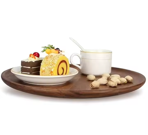 Assiettes Assiettes faites à la main assiettes rondes en bois de haute qualité ensemble de plats pour la nourriture et les fruits par glowin fashion - Product Image 4