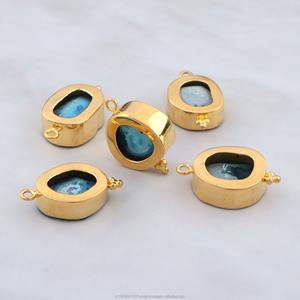 จี้รูปหยดน้ำประดับคริสตัลสีฟ้าดรูซี่ ชุบทอง งานแฮนด์เมด สร้อยคอ ของขวัญสำหรับเธอ - Product Image 3