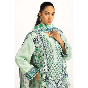 Traje de Verano de 3 Piezas en Viscosa Khaddar Estampada IUSTKSD-1387 - Product Image 1