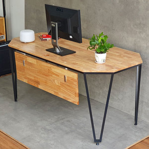 Bureau de direction en chêne en forme de L, style industriel contemporain de luxe BGD68073 - Product Image 2
