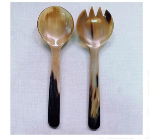 ชุดช้อนส้อมเขาควายสีน้ำตาล & ดำฮอร์นไฟหรูหราไม่เหมือนใครเครื่องมือเสิร์ฟสลัดขายดีในอินเดีย22 - Product Image 2