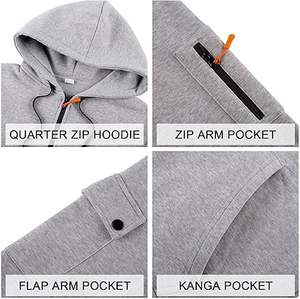 เสื้อฮู้ดลำลองสำหรับผู้ชายผ้าฟลีซผ้าโพลีเอสเตอร์/ ผ้าฝ้ายแบบปกติพอดีกับกระเป๋าดีไซน์เป็นมิตรต่อสิ่งแวดล้อมระบายอากาศได้อย่างรวดเร็ว - Product Image 3