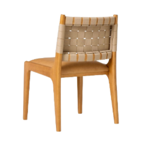 Chaises de restaurant d'extérieur modernes avec structure en bois, dossier en corde tressée durable et assise rembourrée en mousse - Product Image 4