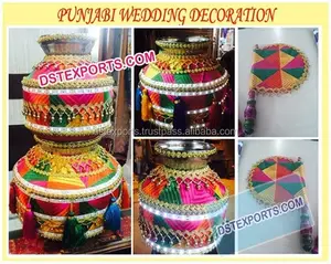 Accessoires de décoration de mariage Punjabi jago & Mayia, accessoires de décoration de mariage culturel Punjabi, Phulkari