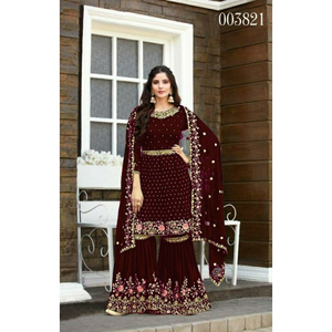 Ropa de fiesta étnica, imitación de Georgette, trabajo bordado, Salwar Kameez con Dupatta, suministro al por mayor - Product Image 1