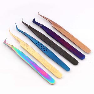 Pince à cils couleur titane pince à cils volume droit mince à 90 degrés pince à épiler logo personnalisé pince à épiler de marque privée - Product Image 3