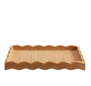 Plateau de service en rotin de forme carrée de concepteur de qualité supérieure plateau de concepteur fait à la main taille personnalisée nouveau plateau de service en rotin - Product Image 2