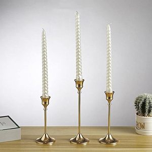 Bougeoir conique doré de luxe Grand laiton en métal pour pièce maîtresse de mariage de Pâques Utilisation à deux côtés - Product Image 2