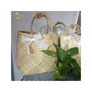 Sac fourre-tout en paille personnalisable sur mesure avec logo, fait main, écologique, sac de plage, fabriqué au Vietnam, pour l'été, sac de voyage promotionnel - Product Image 2